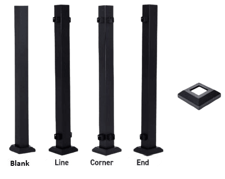 Fortress AL13 Home Black - 3x3 Posts with Pre-attached Brackets and Base cover